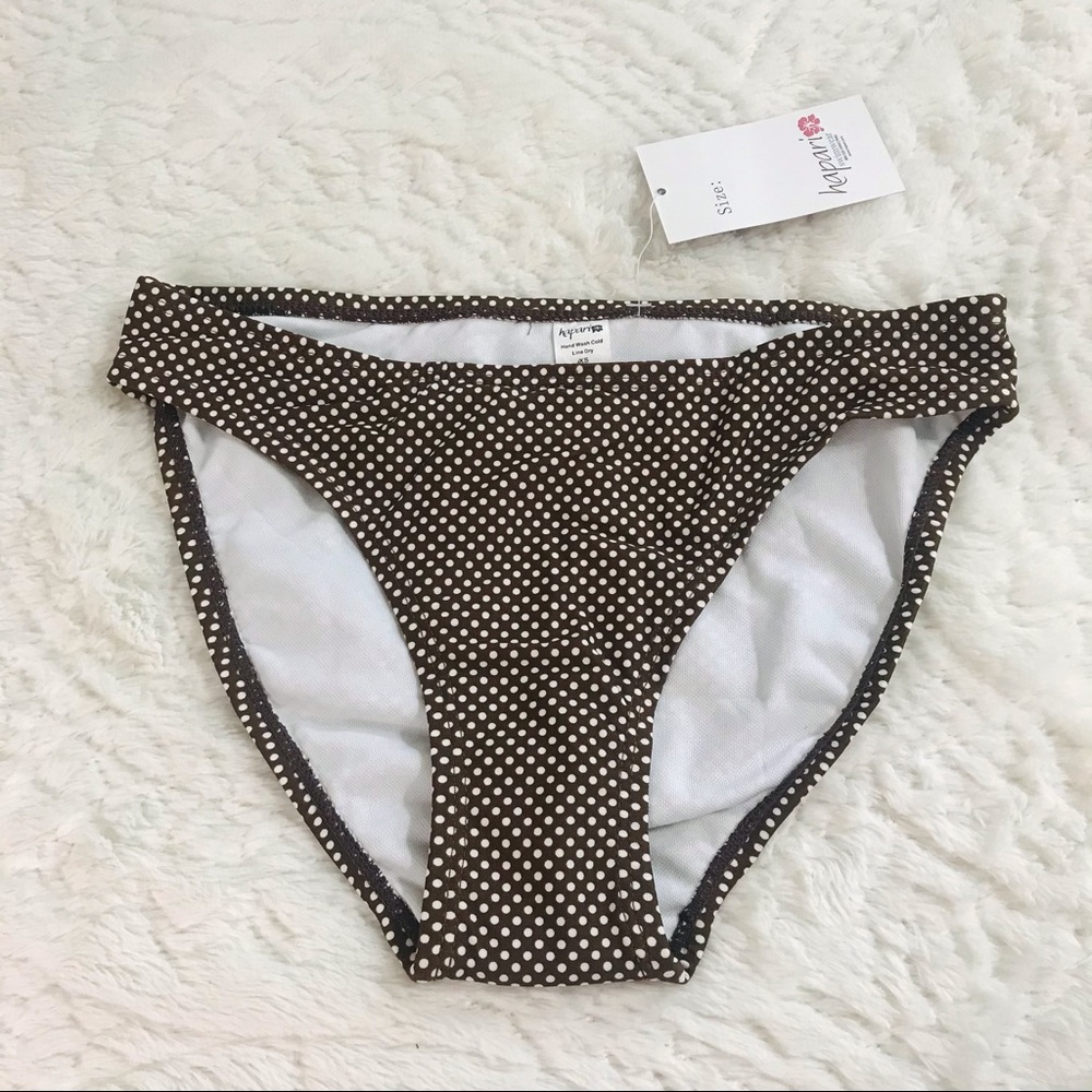 Hapari Brown And White Polka Dot Bikini Bottoms XS